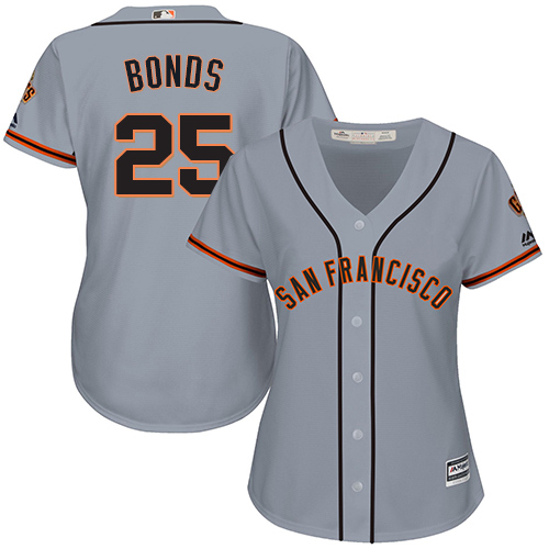Giants #25 Barry Bonds Grey Road Women's Stitched MLB Jersey
